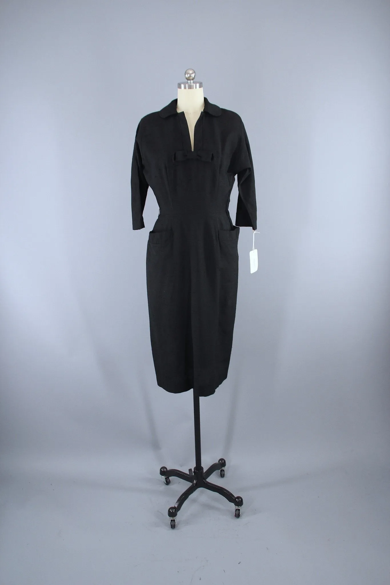 Vintage 1940s - 1950s Black Poinette Fashions Little Black Dress