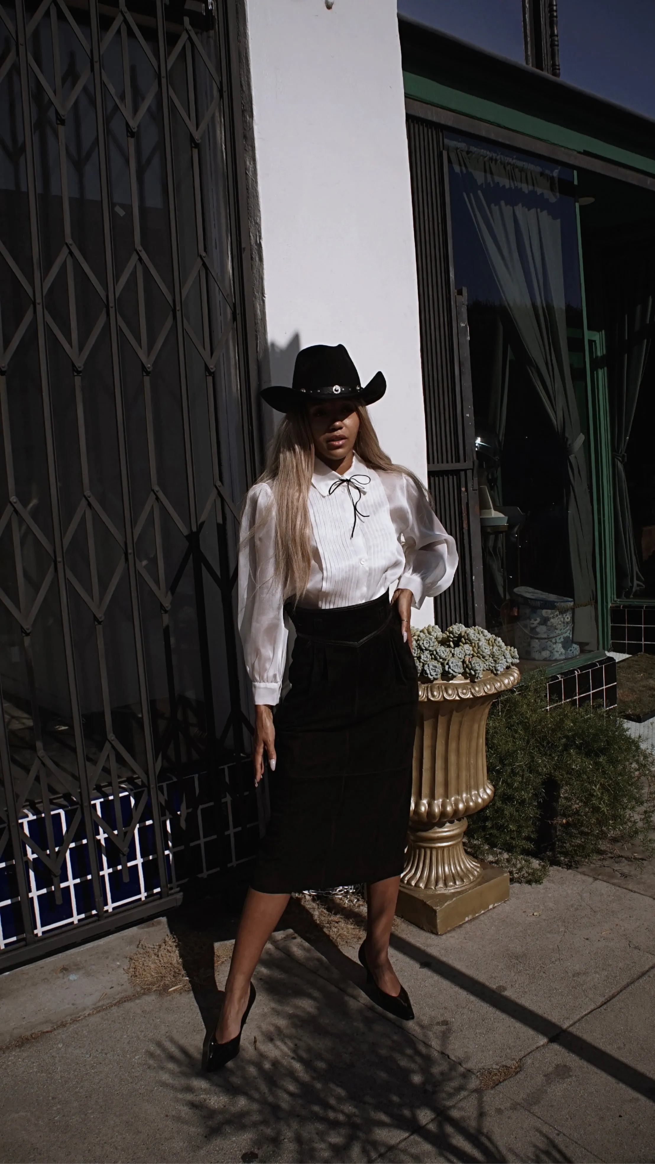Vintage Gucci Suede Pencil Skirt