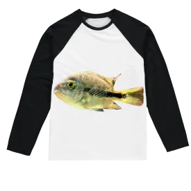 White and Black Fish Sublimation Baseball Long Sleeve T-Shirt