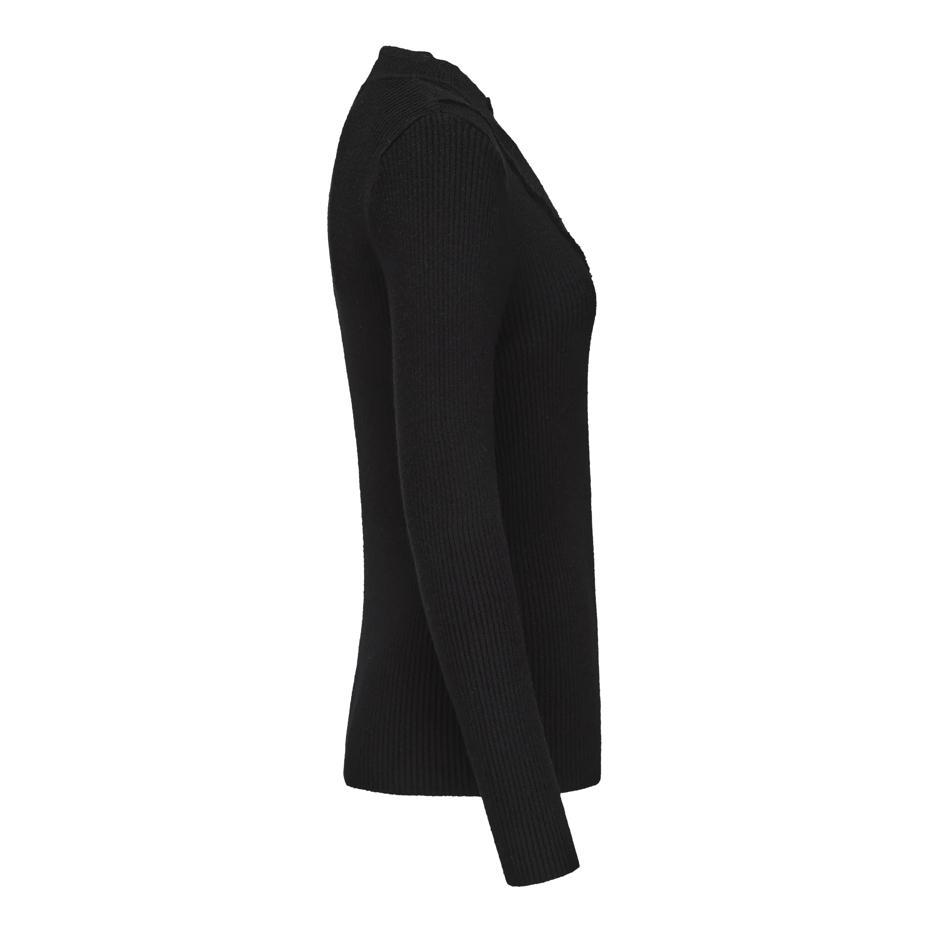 Women's Ruffled Collar Rib Knitted Sweater