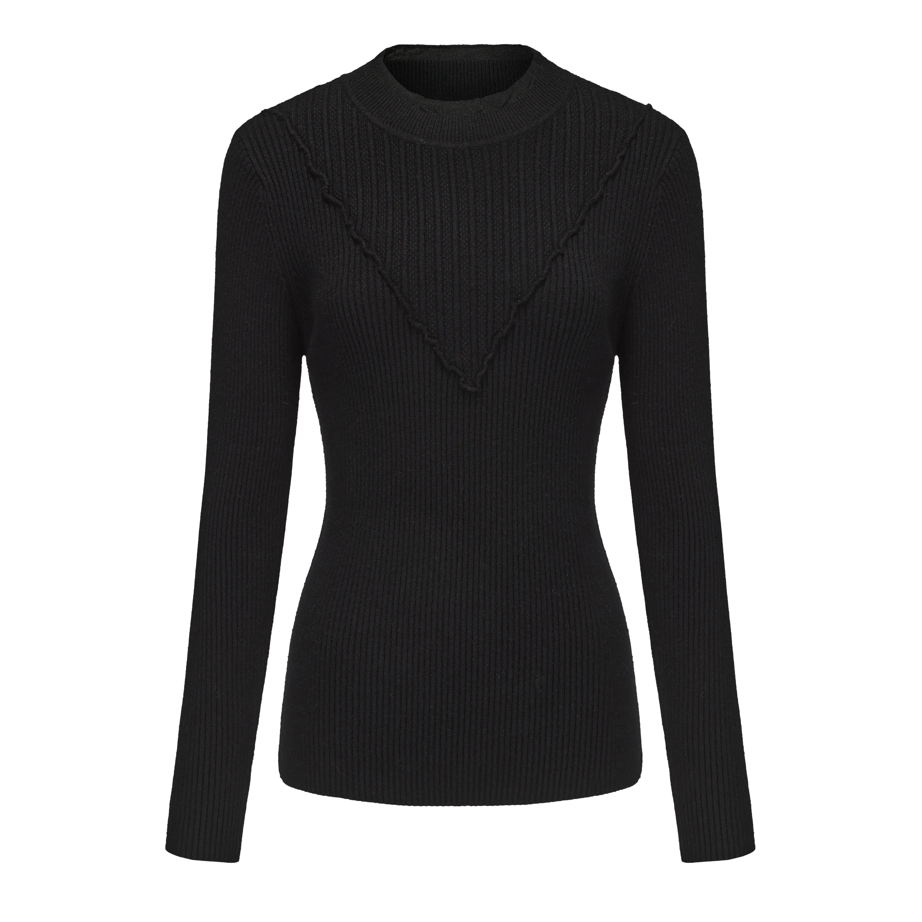 Women's Ruffled Collar Rib Knitted Sweater