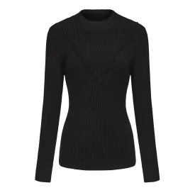 Women's Ruffled Collar Rib Knitted Sweater