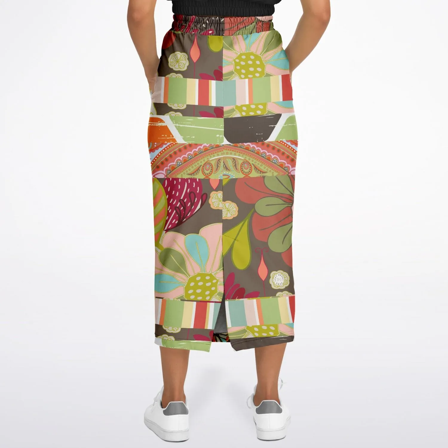 Wyatt Earth Retro 70s Paisley Print Eco-Poly Long Pocket Skirt